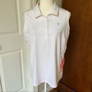 ⭐️adidas⭐️ golf shirt - climacool - sleeveless - white and coral - L